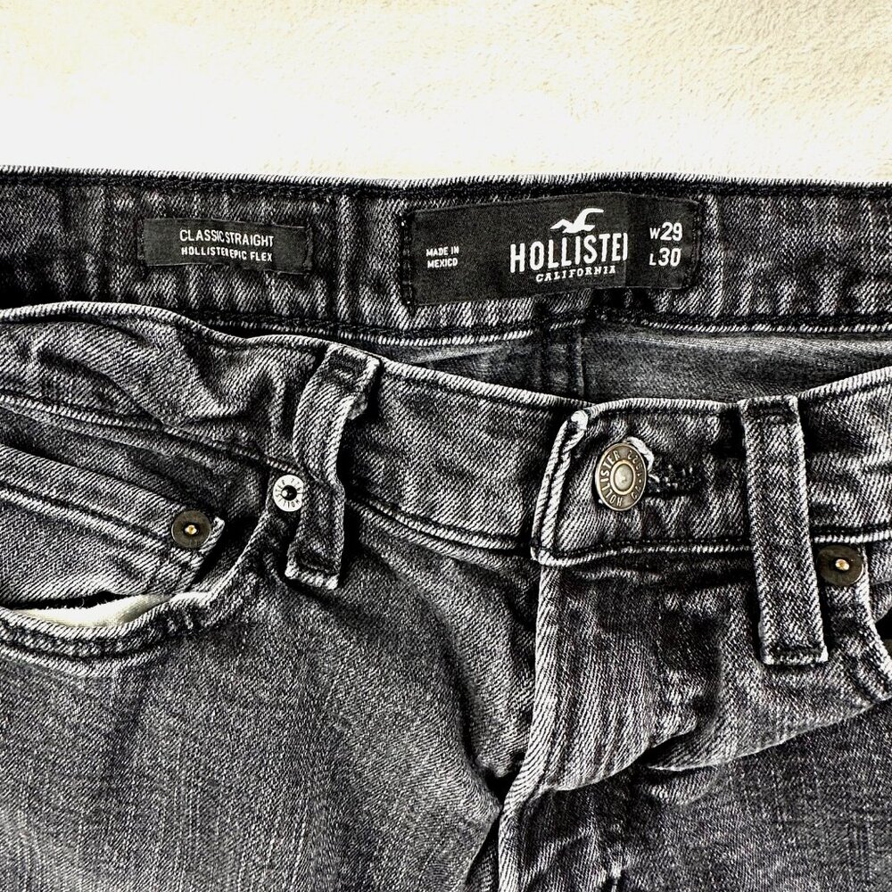 Hollister Mens Black Jeans W29 L30 Straight Fit Hollister Flex Denim Durable - Picture 3 of 8